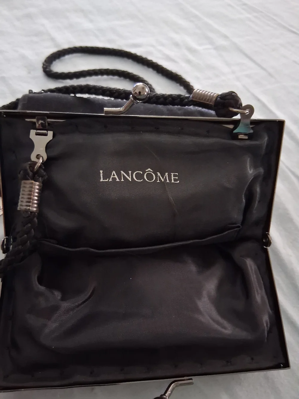 Lancome Black Sequined Floral Fringe Evening Bag